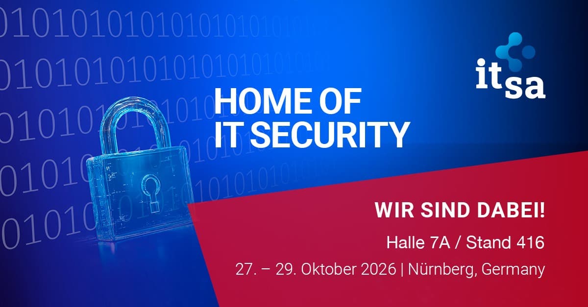 it-sa 2026: Wir sind dabei! 27.–29. Oktober 2026, Nürnberg